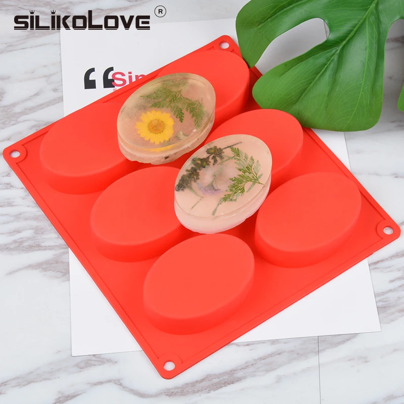 

SILIKOLOVE DIY Silicone Soap Mold For Soap Making 3D 6 Forms Oval Soap Mould Handmade Craft Flowers Bathroom Kitchen Soap Mold