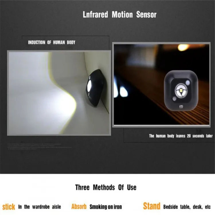 Mini PIR Motion Sensor Light LED Night Light Smart Human Body Induction Nightlight Battery Closet Cabinet Toilet Lamps Light