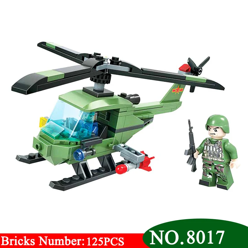 Победитель 8017 125 шт. городской военный SWAT вертолет строительные блоки собраны minis игрушки для детей детский подарок