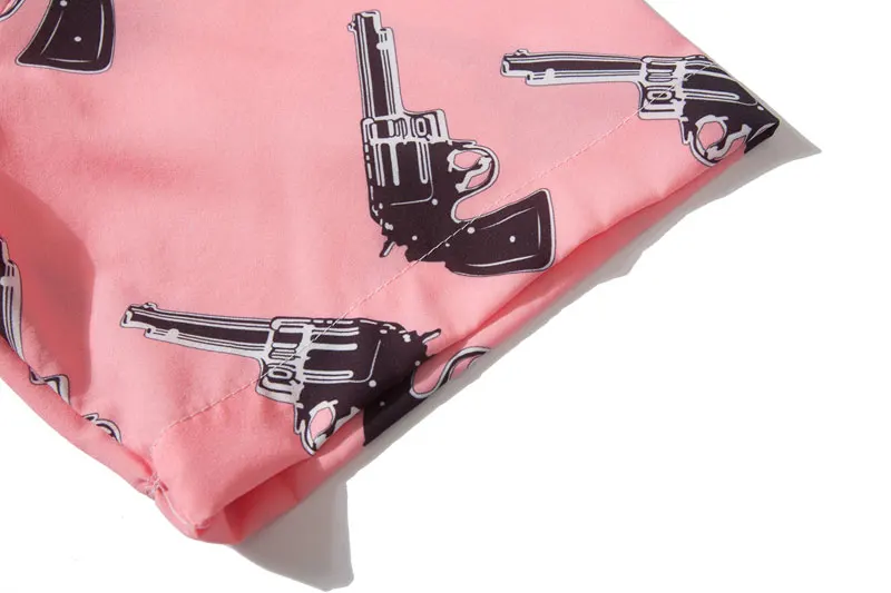 GONTHWID пистолета печати розовый пляж Гавайский Aloha рубашки летние мужские повседневные с коротким рукавом рубашки мужские модные рубашки топы