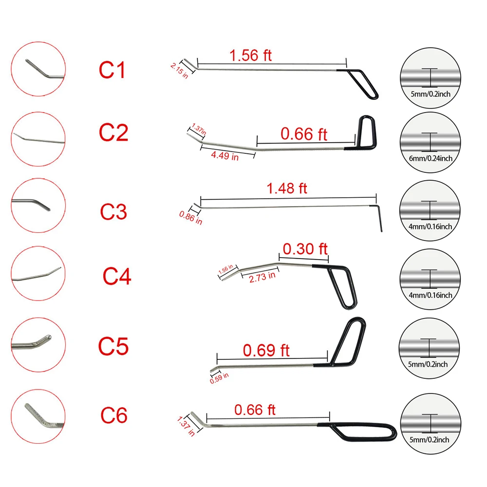Goedkoop WEYHAA PDR Haak Gereedschap Push Staven Dent Removal Tools Verveloos Dent Repair Tools Auto Body Repair Kit