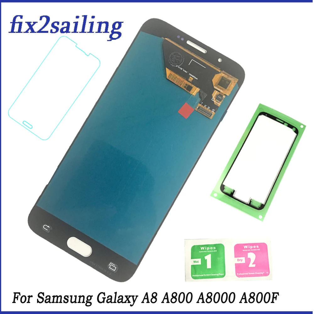 

Super AMOLED For Samsung Galaxy A8 A800 A8000 A800F Phone LCD Display Touch Digitizer Screen Assembly Replacement