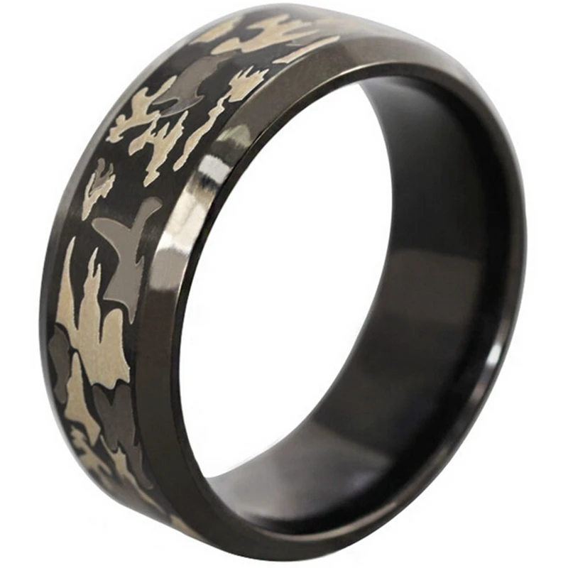8mm size 7 14 black stainless steel rng outdoor forest camouflage camo hunting sports biker wedding school - Sports Wedding Rings 8mm size 7 14 black stainless steel rng outdoor forest camouflage camo hunting sports biker wedding school - Sports Wedding Rings