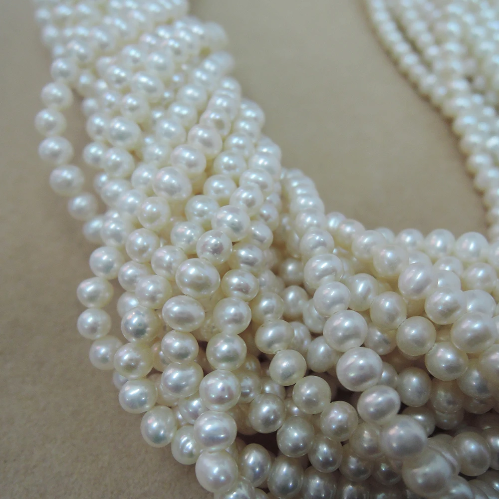 4-5 mm MINI FRESHWATER  round PEARL BEADS in strand100% NATURE freshwater pearl -AAA good quality