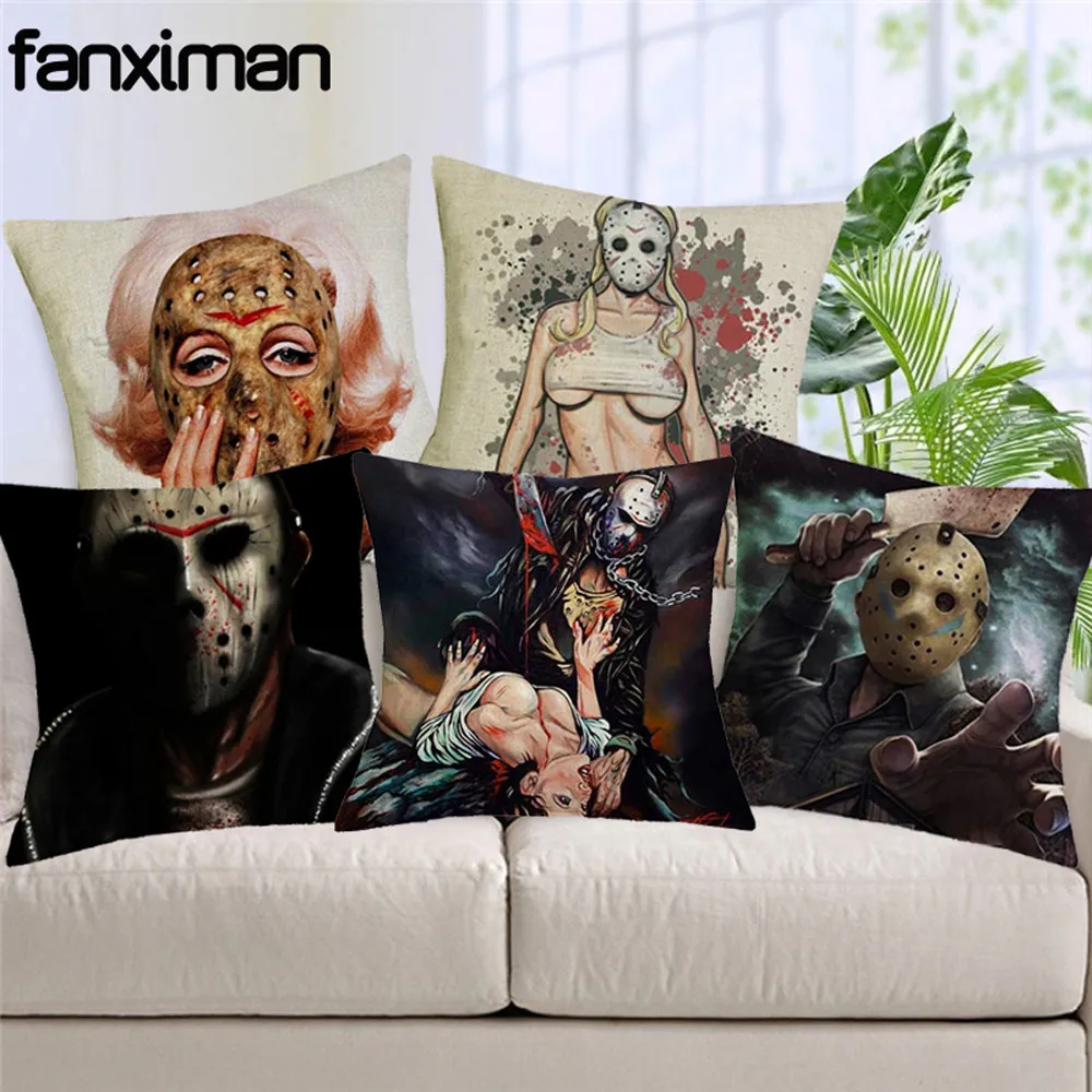 

Linen Square Cushion Cover Horror Movie Murderers Pillow Cover Home Decor Sofa Car Seat Cushions Throw Pillow housse de coussin