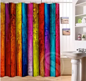 

Colorful Old Wood Personalized Custom Shower Curtain Bath Curtain Waterproof MORE SIZE SQ0422-LQC