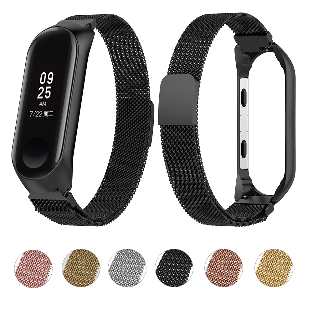 Металлический ремешок для xiaomi mi Band 3 4 фитнес трекер из нержавеющей стали петля