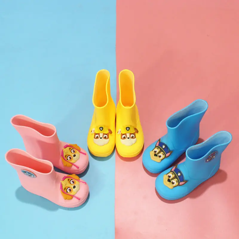 PAW PATROL/детские резиновые сапоги для мальчиков и девочек; водонепроницаемая обувь; детская обувь; нескользящая модная обувь принцессы; Милая обувь; размеры 15-19 см