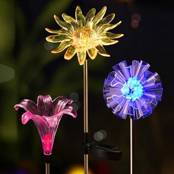 

3Pcs/lot LED Solar Garden Light Outdoor Dandelion Lily Sunflower Lamp Multi-Color Changing Stake Lights Lampe Solaire Exterieur