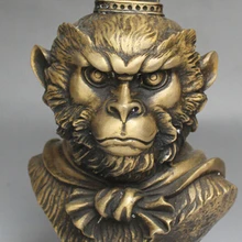 Китайский Миф Бронзовый Красавец Сунь Укун Король Обезьян Голову Статуя, Бюст Скульптура