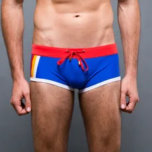 Новые мужские однотонные купальные костюмы сексуальные боковые полосы купальник Летний боксеры Летний Пляжный купальный костюм