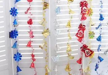 

2pcs 1.8Meters 3D Snowflake Bell Tree Pendant Drop Ornaments Strap Garland Christmas Tree Holiday Venue Decoration