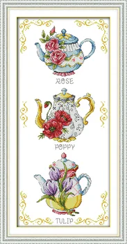 

Teapot, counted printed on fabric DMC 14CT 11CT Cross Stitch kits,embroidery needlework Sets, Home Decor