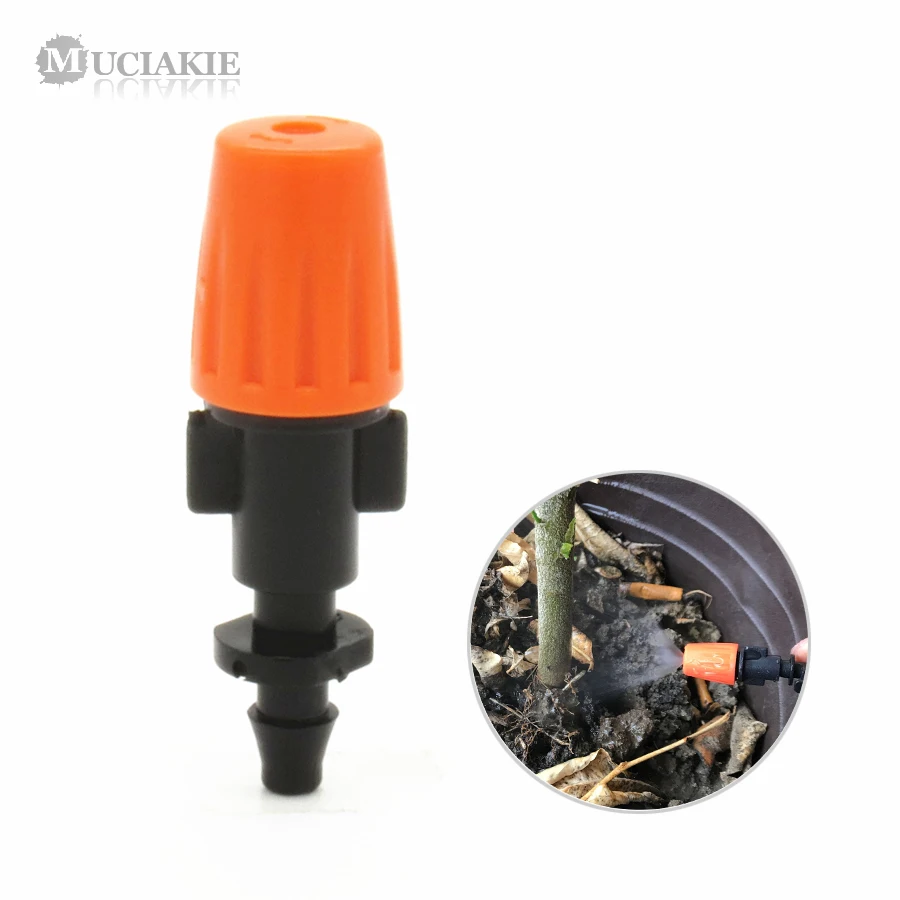 

MUCIAKIE 2PCS Orange Atomizer with 4/7mm Single Barbed Misting Nozzle Spray for Garden Irrigation for Flowers Plants Mist Spray