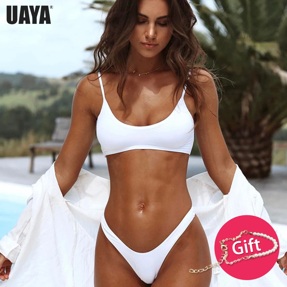 UAYA 2019 nuevo 9 colores de color sólido bikinis extender la línea de