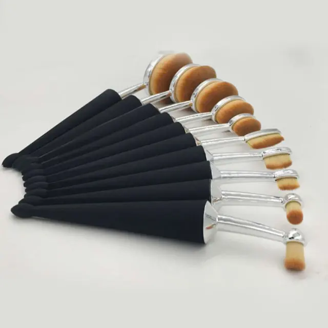 10 шт. черный зонтик Handel Make up набор косметических аппликаторов зубная щетка овальной формы контурная Пудра основа щетка