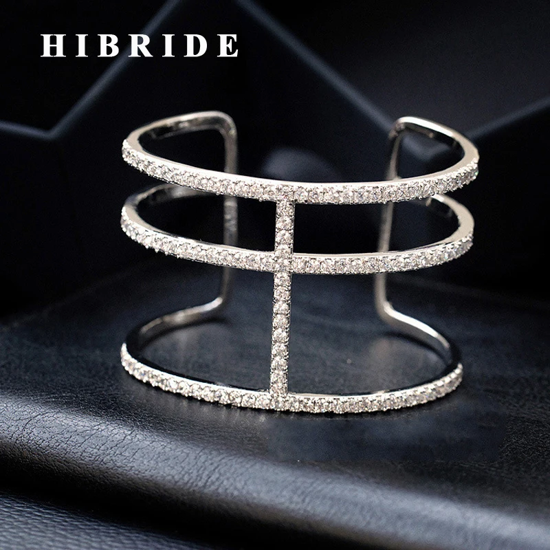 

HIBRIDE 16 см Регулируемые Открытые Браслеты и браслеты для женщин микро кубический цирконий проложить Pulseiras средний восток рынок B-85