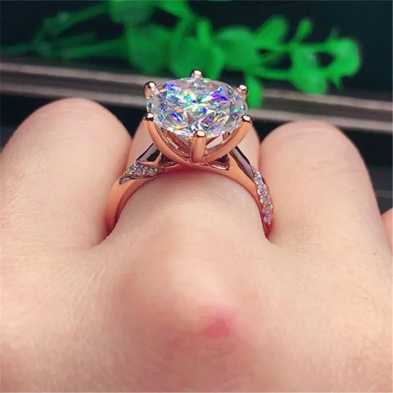 3 карата свадебное Moissanite кольцо с настоящим бриллиантом 18K 750 Белое золото D Цвет VVS MO-005