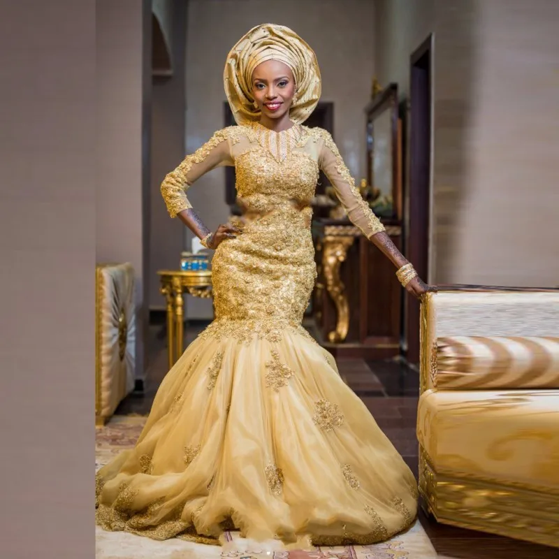 Gorgeous-African-Gold-Wedding-Dresses-Long-Sleeves-Mermaid-Luxury-Bridal-Dress-Appliques-Sequins-Beading-Wedding-Gowns