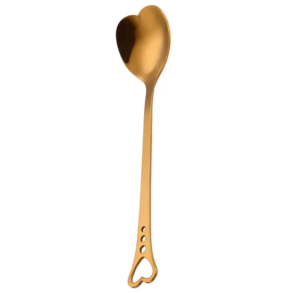 1 шт Нержавеющая сталь в форме нарисованного сердца ложка творческий Молоко Кофе ложка Мороженое Конфета Teaspoon аксессуары кухонные инструменты - Цвет: Gold