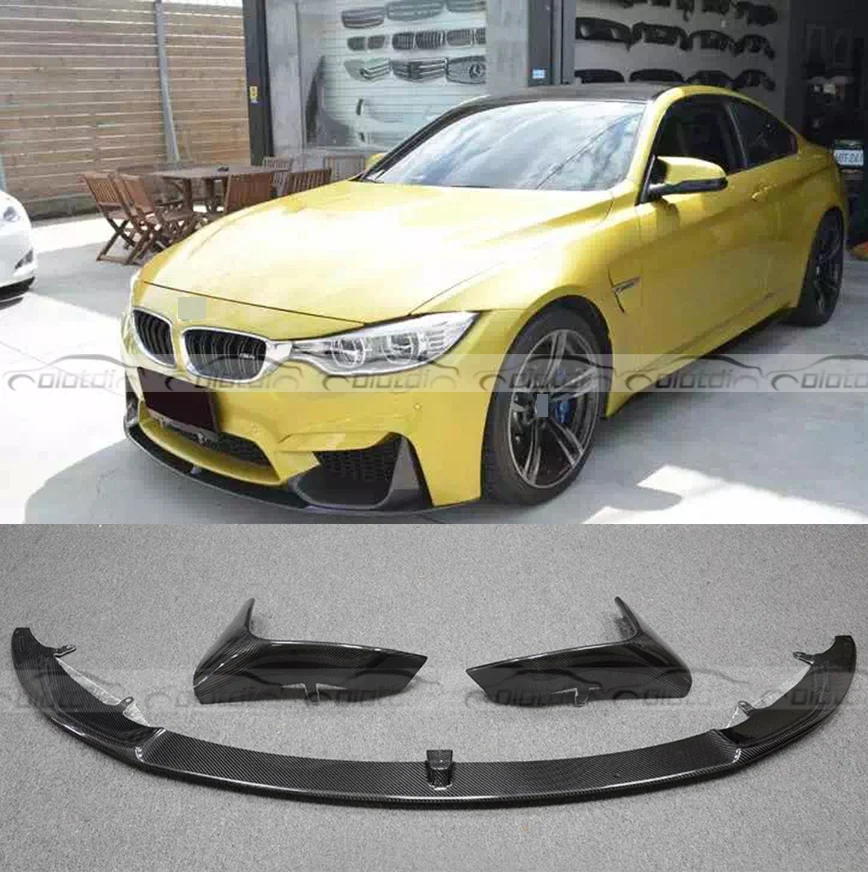 

P Style Front Lip For BMW F80 F82 M4 2014-2018Car Styling Carbon Fiber Front Lip + Front Pieces Bumper Splitter Spoiler