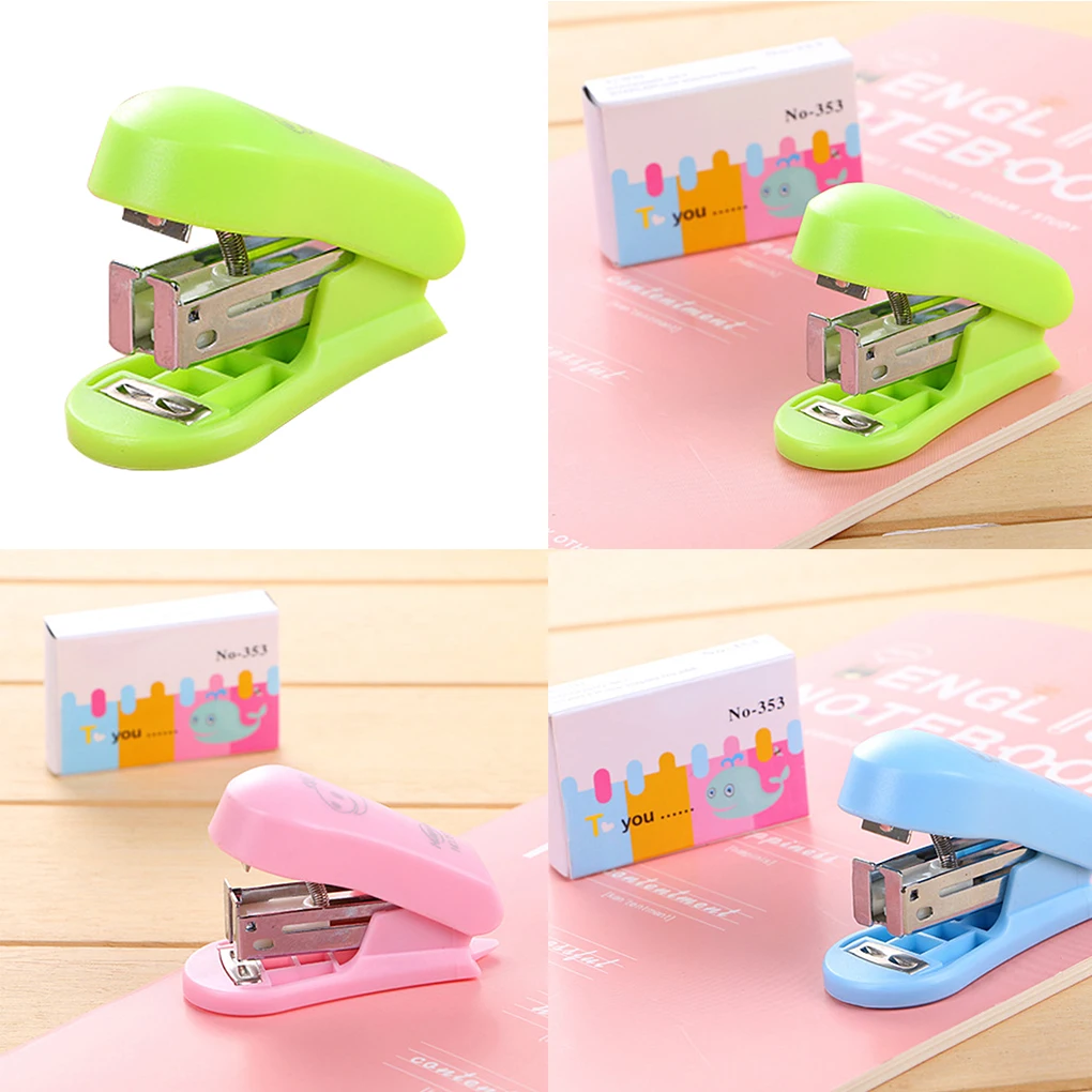 

Plastic Mini Stapler Students School Book Sewer Cartoon Manual Office Paper Binding Stapler