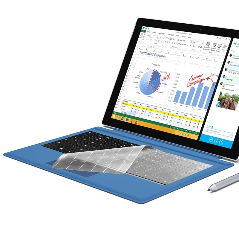 Для microsoft поверхность 3 ультра-тонкий прозрачный TPU Защитная пленка для ноутбука клавиатура кожного покрова