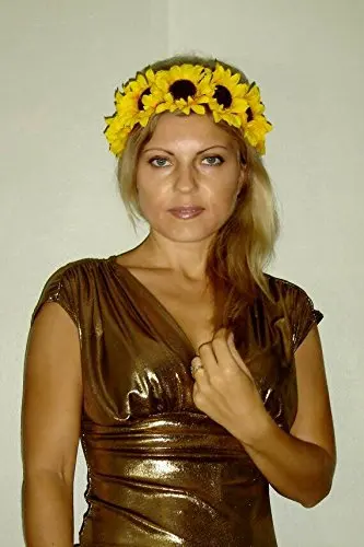 Sugarbay Bohemian Sunflower Headband Festival Stretch hair accessories Elasticity  Wreath Yellow  Flower Crown Women HairBand hair bows for women