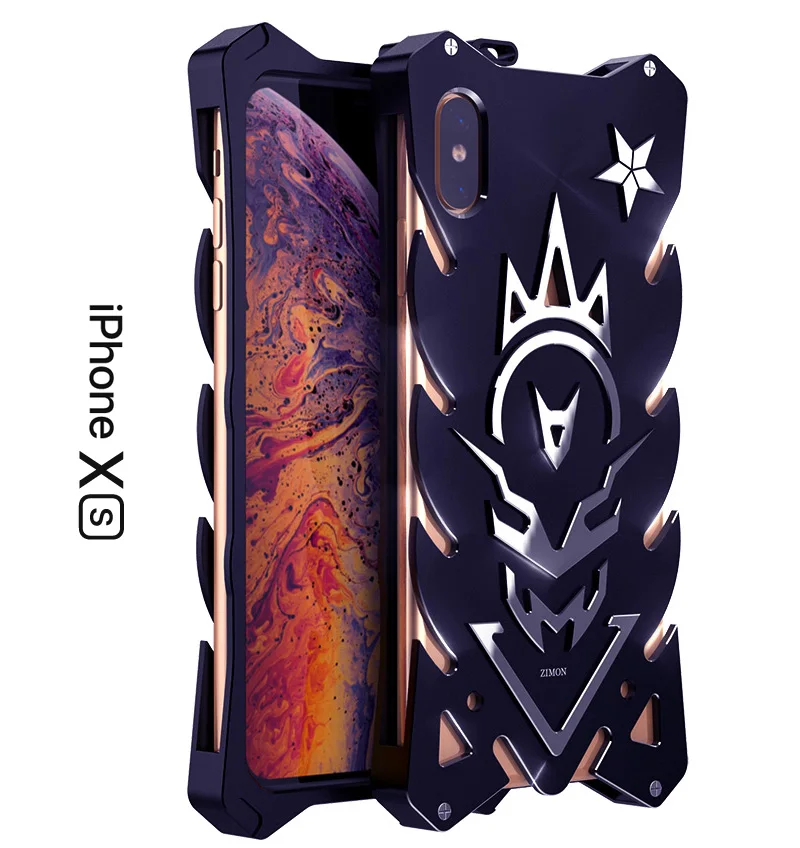 Zimon для iPhone XS MAX чехол Роскошный 3D Жесткий Алюминиевый металлический бампер защитный противоударный чехол для задней крышки для Apple XS чехол для телефона
