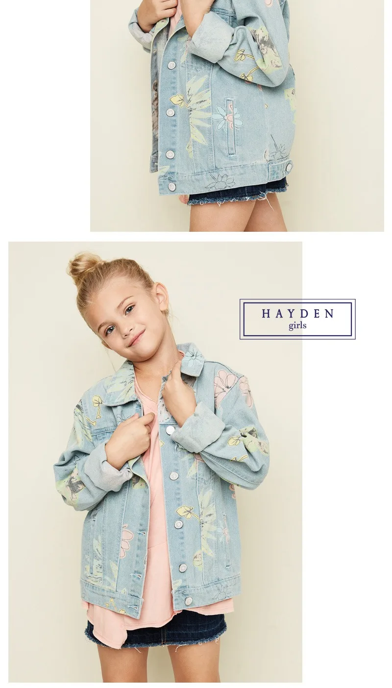 Girls Floral Print Jeans Jacket G2109-14