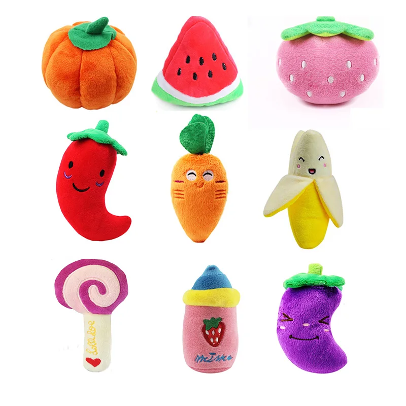 

pawstrip 1pc Fruit Dog Toys Squeaky Soft Plush Puppy Toys Interactive Dog Sound Toys For Small Dogs