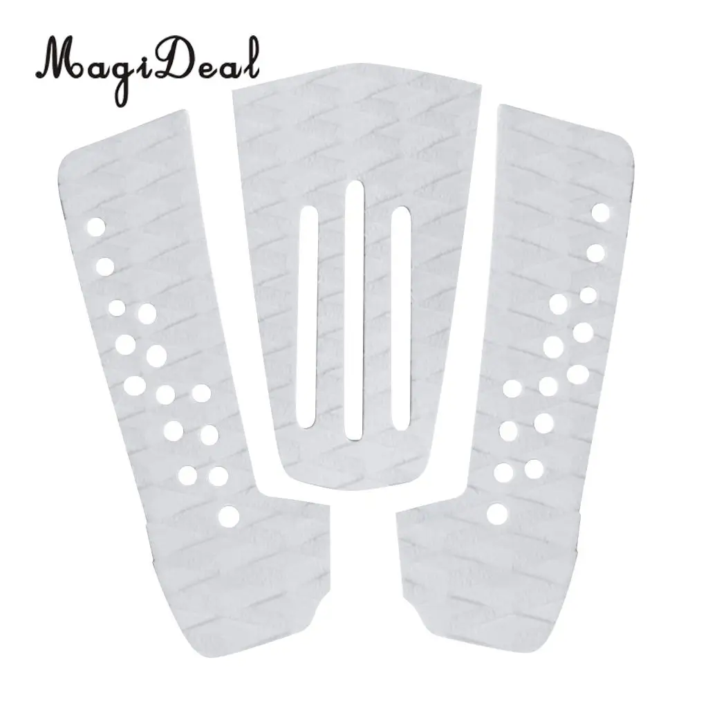 MagiDeal Top Quality 3Pcs Anti Slip EVA Surfboard Traction Tail Pads Surfing SUP Surf Deck Grips Mat Water Sport Accessory White