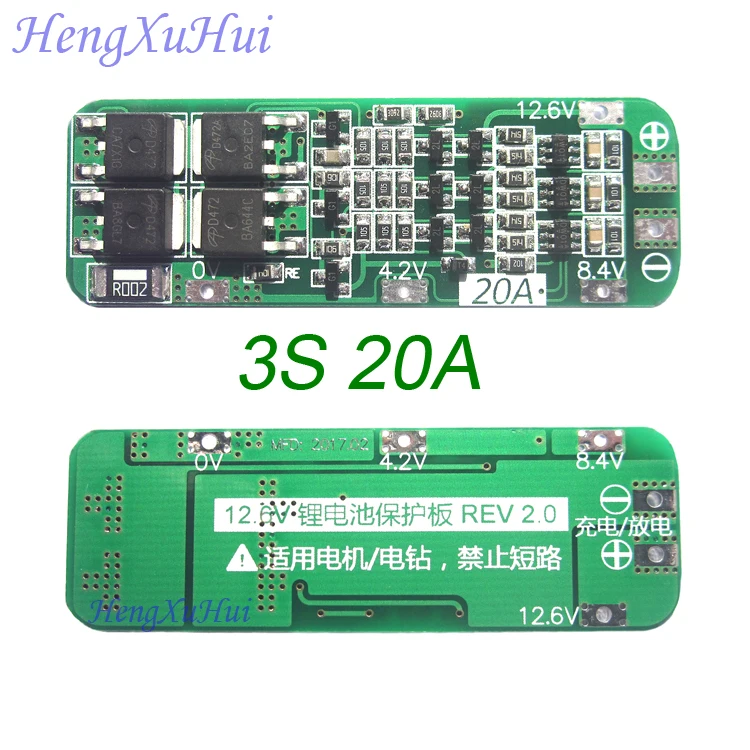 3S 20A Li-ion Lithium Battery PCB Protection Board 12.6V AUTO Recovery (Standard Enhanced Version Optional)