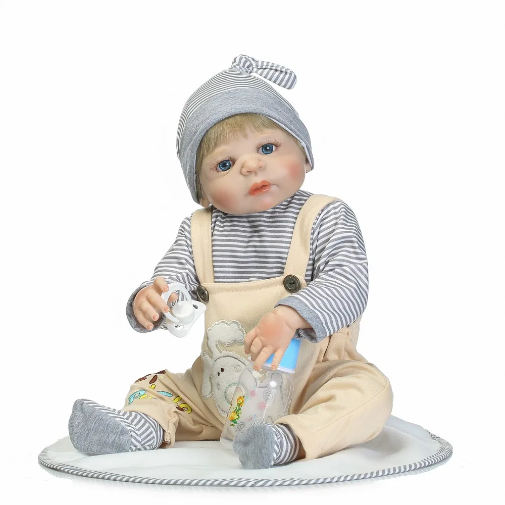 

reborn babies blond hair magnetic mouth bath children gift bonecas 22" full body silicone reborn dolls boy girl doll