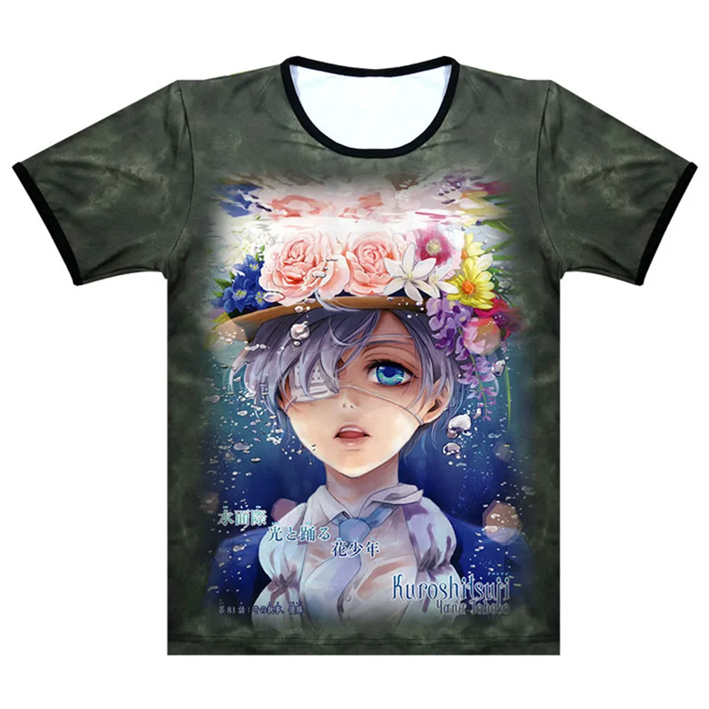 Косплей Аниме черные футболки дворецкий Ciel Phantomhive Забавные Себастиан Микаэлис