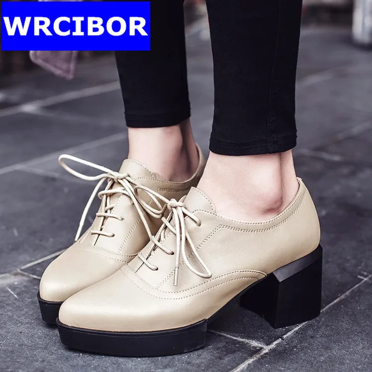 Genuine leather British Style font b Women b font Oxfords Flats shoes pointed Toe Creepers Casual