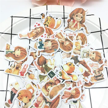 

39pcs 1 Bag Lovely Creative Cartoon Japanese type Cute Girl Adhesive Scrapbooking DIY