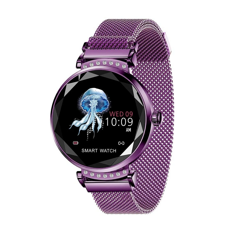 

Lady H2 Smart Watch 3D Rhinestone Glass Heart Rate Blood Pressure Sleep Monito-Purple