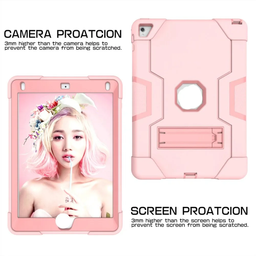 

Fashion Contrast Tablet Case With Bracket Drop Protection Anti-fall Scratch Proof Cover For ipad 6/air 2