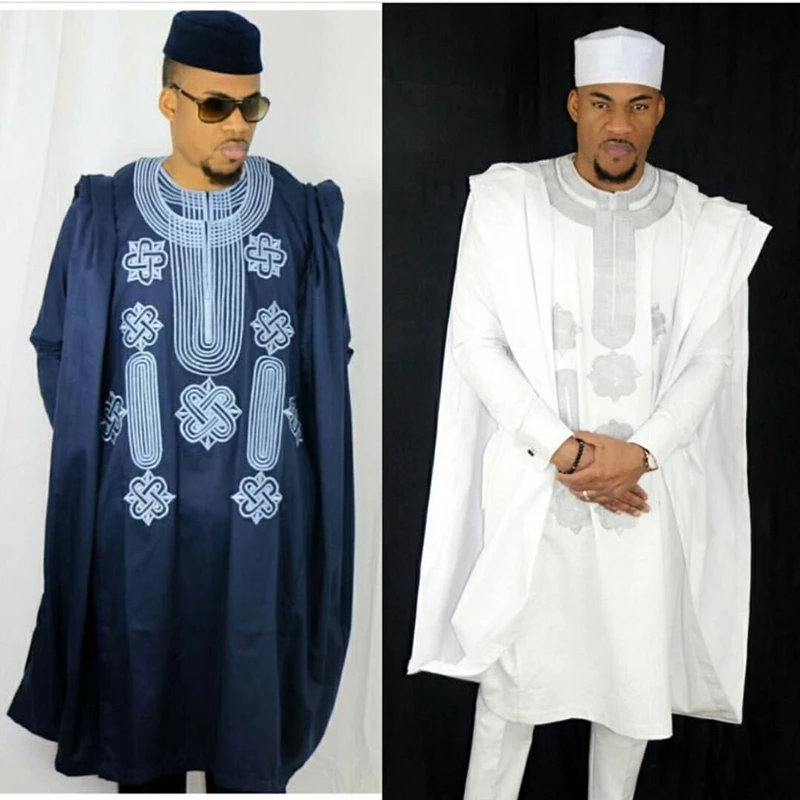 

2019 africa men dashiki bazin riche suits tops shirt pant 3 pieces set embroidery black white african mens clothing robe dashiki