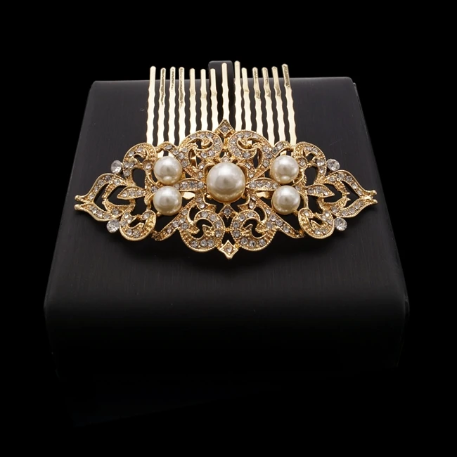 

Yulaili Headwear Crystal Pearl Copper Alloy Ladies Wearing Hair Combs