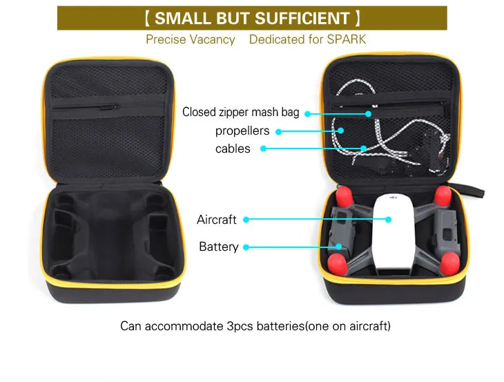 2 шт./лот, водонепроницаемая Портативная сумка для DJI Spark Aircraft с подкладкой из ЭВА+ мини-чехол для хранения пульта дистанционного управления DJI