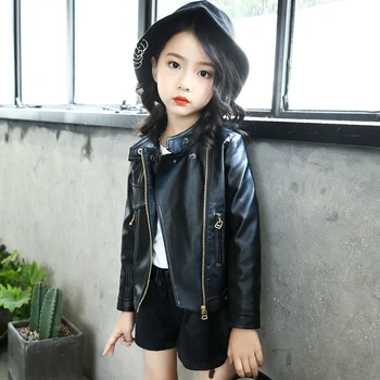 

Kids Jackets For Girls 2019 Spring Leather Jacket Soild Children PU Coat Toddler Girl Clothing 7 8 9 10 12 13 Kurtka Dziewczynka