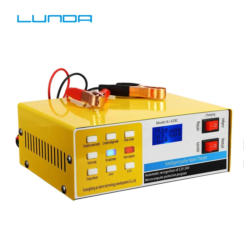 

LUNDA 12V/24V 200AH Car Battery Charger Automatic 5 Stage Intelligent Pulse Repair Charging Box For Car Truck Motocycle