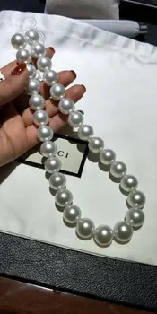 

gorgeousAAA 12-13mm south sea round white round pearl necklace 18inch 14K Gold Clasp KKK
