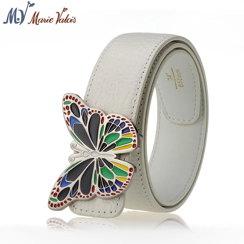 

2017 Brand Marievalois women golf strap female clothes trousers belt genuine leather sports smooth buckle girls sport belt