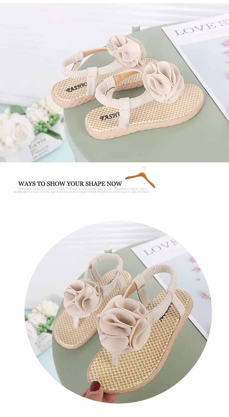 JGSHOWKITO Girls Sandals Kids Gladiator Floral Sandals Soft Childrens Flip-flip Sandals 4-10 Yrs Girl With Flowers Princess Hot