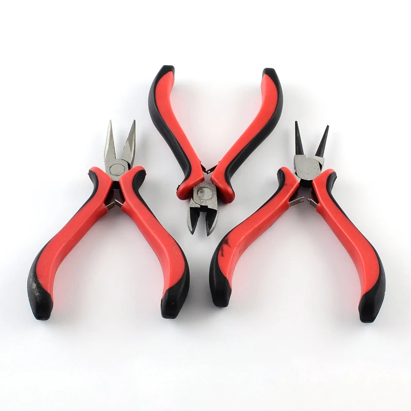 

3pcs Stainless Iron Jewelry Tool Sets Round Nose Pliers Wire-Cutter Pliers and Side-Cutting Pliers 110~127mm
