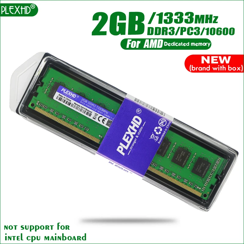 PLEXHD 2 ГБ DDR3 PC3-10600 1333 МГц 2G PC3 10600 для настольных ПК Память DIMM ram 240 контакты для системы AMD Высокая совместимость