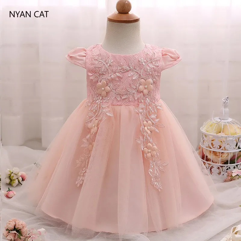 

EMS DHL Free Shipping Baby Girls kids Beaded Flowers Infants Gauze Dress Princess Party Birthday Luxury Tulle Dress 3 Colors New